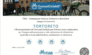 Tortoreto confermata ComuneCiclabile FIAB 2025